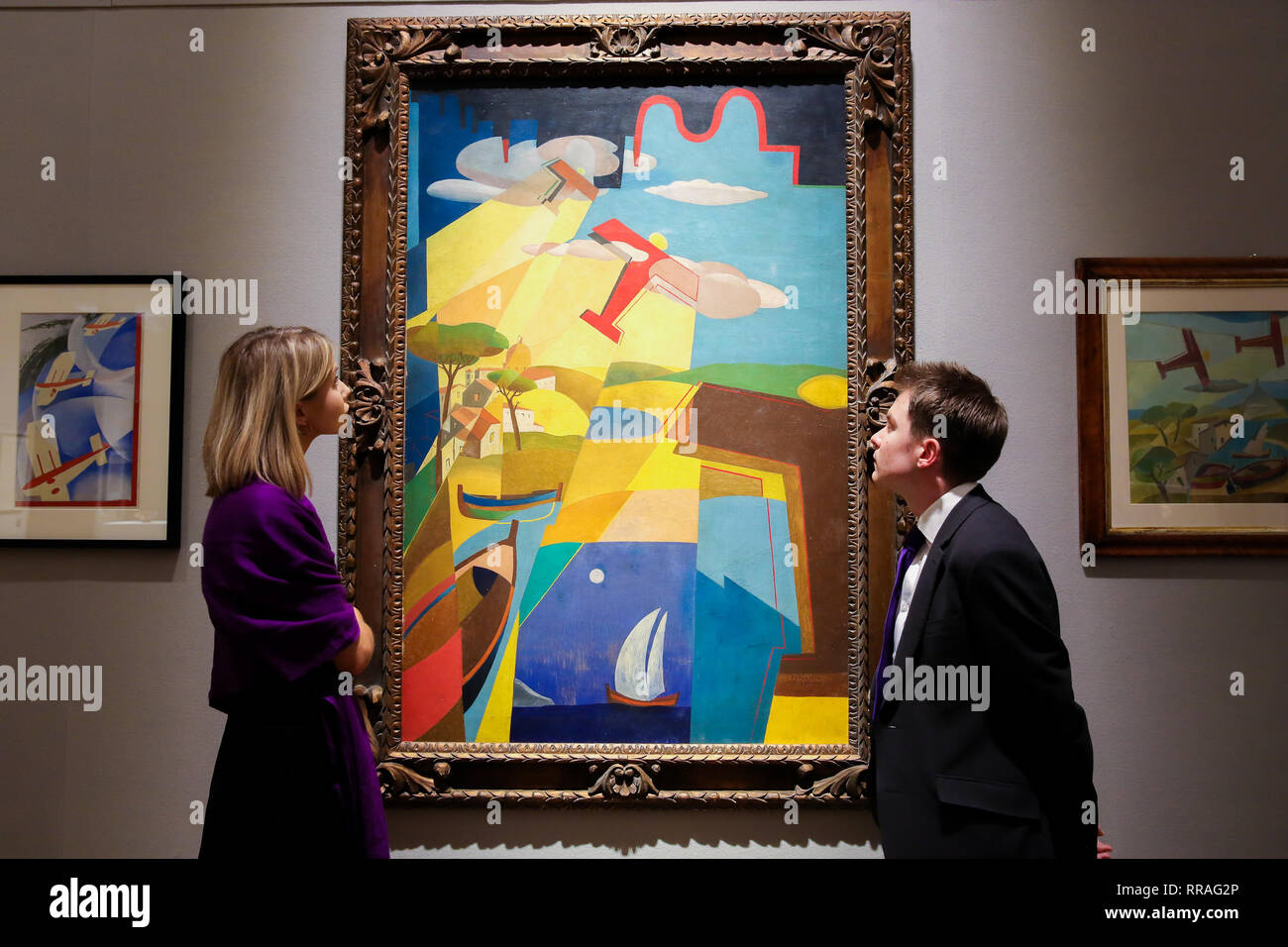 Bonhams. New Bond Street, London, UK. Feb 25, 2019. Les personnes vues Viaggiata par Angel Canevari (1901- 1955). Estimation £1000-1500 Bonhams Vente d'Art Moderne et impressionniste se tiendra à Londres le 28 février 2019. Credit : Dinendra Haria/Alamy Live News Banque D'Images