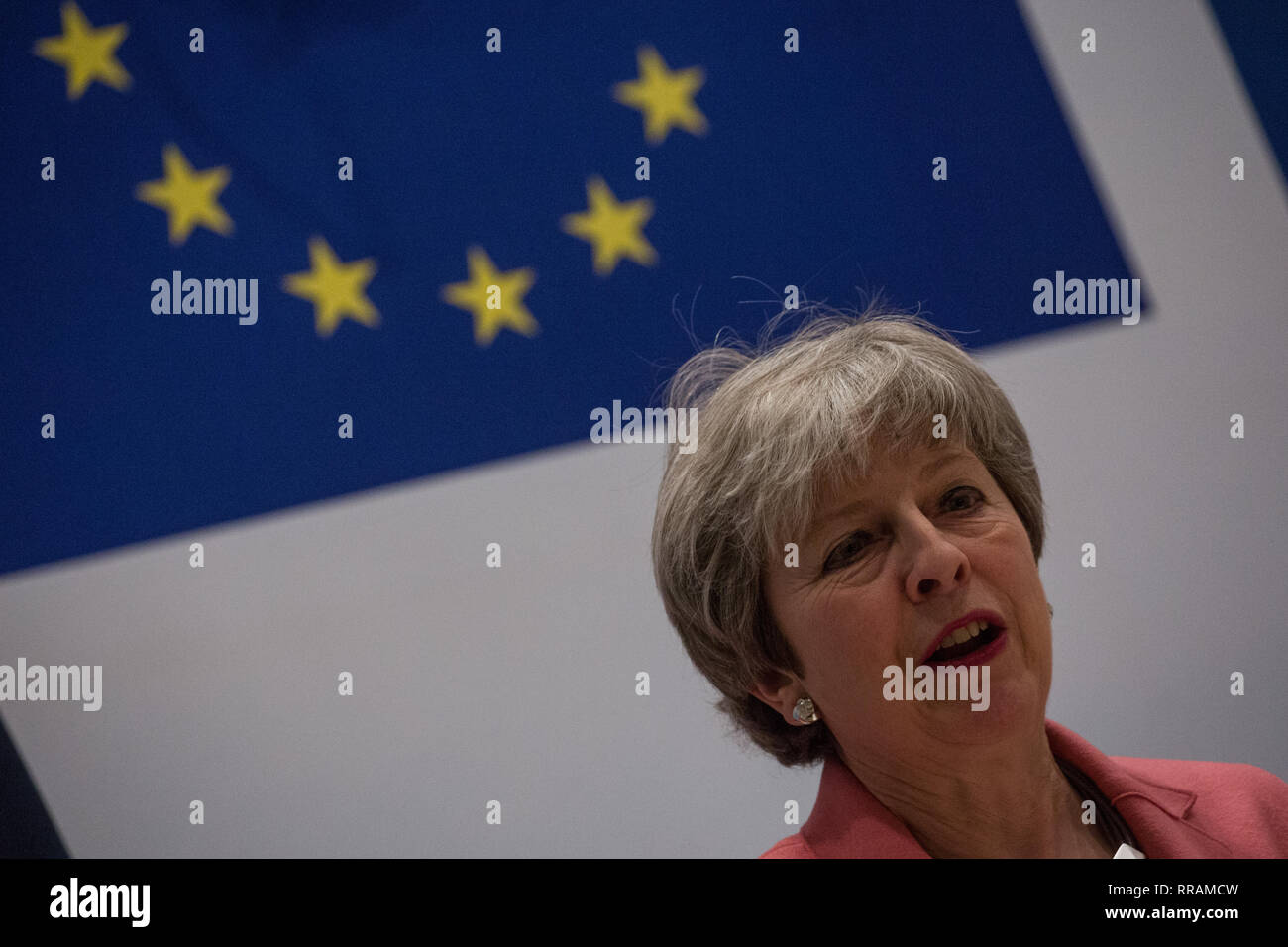 Charm el-Cheikh, en Egypte. Feb 25, 2019. Le Premier ministre britannique Theresa peut parle au cours d'une conférence de presse à la fin de l'Union européenne (UE) et la Ligue des États arabes (LEA) sommet. Credit : Oliver Weiken/dpa/Alamy Live News Banque D'Images