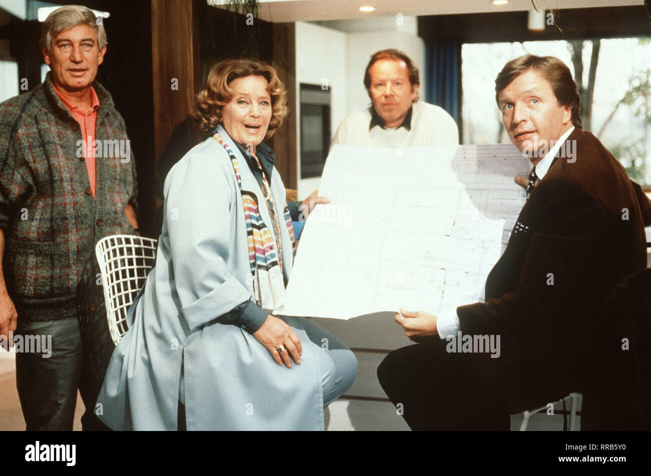 Folge : Zwei Häuser und kein Geld / Christian vermittelt den Behringers ein Fertighaus, das dans vier Wochen zu beziehen ist. Il Das die Lösung für die Wohungsprobleme. Woher Aber das Geld nehmen... / SIEGFRIED RAUCH - Florian / MARIA SCHELL - Maria / MICHAEL HINZ - Christian / Werner Schulze-ERDEL / , 12DFAN3GLU / Überschrift : DIE GLÜCKLICHE FAMILIE Banque D'Images