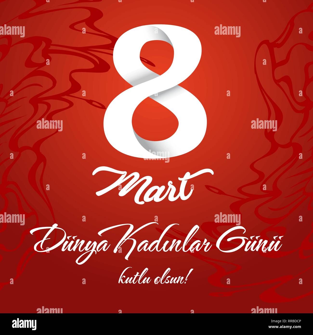 8 Mart Kadinlar gunu kutlu olsun. Turc Traduction : 8 mars Journée des femmes heureux. Illustration de Vecteur