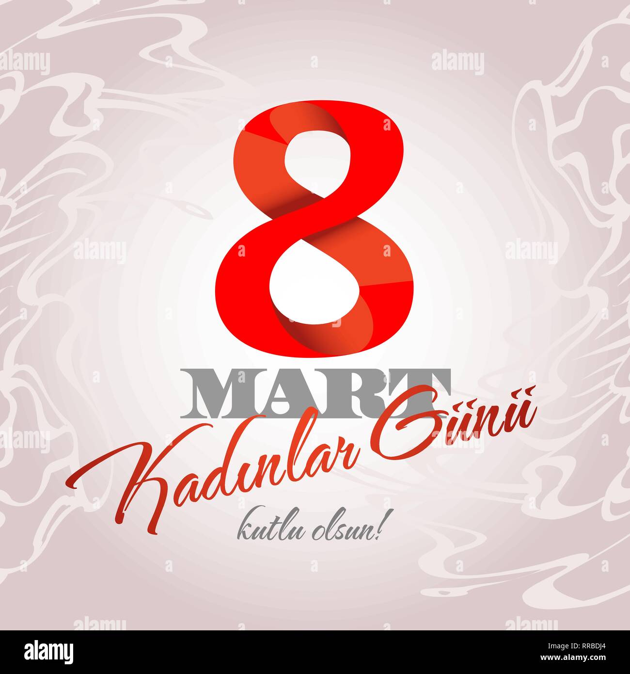 8 Mart Kadinlar gunu kutlu olsun. Turc Traduction : 8 mars Journée des femmes heureux. Illustration de Vecteur