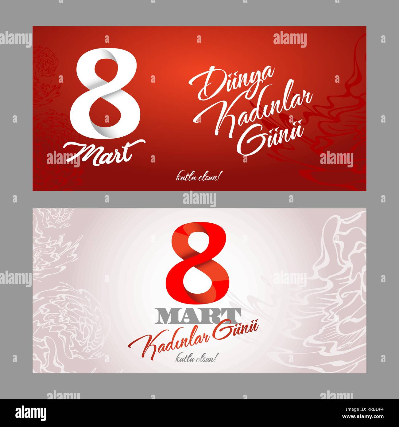 8 Mart Kadinlar gunu kutlu olsun. Turc Traduction : 8 mars Journée des femmes heureux. Illustration de Vecteur