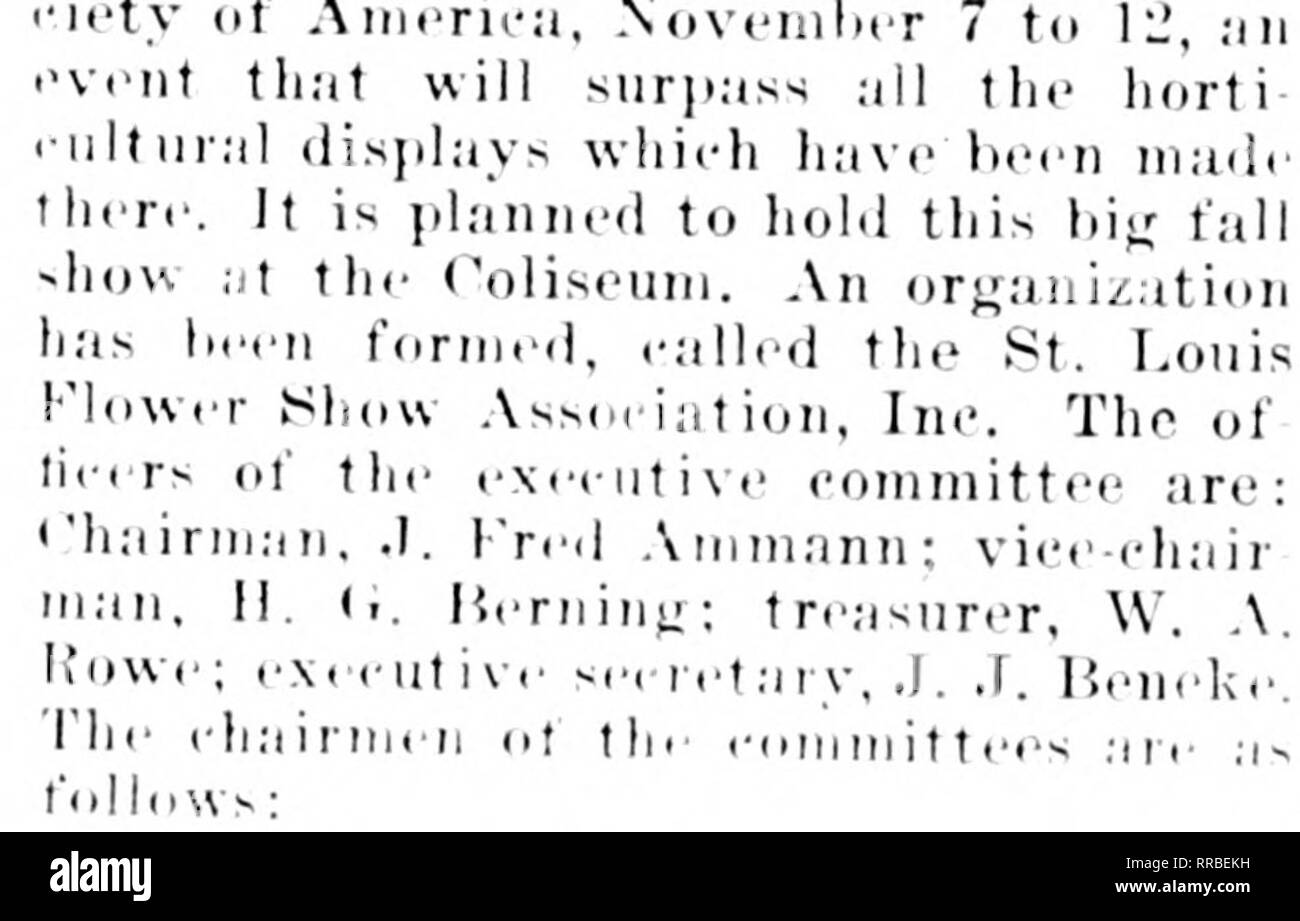 . Les fleuristes [microforme] examen. La floriculture. ST. LOUIS LA PRÉPARATION. D'ni.concilier foi- la nation.al liowcr liov >w;qui n'est pas tenu .il St Louis, l'ilorists de cette ville .ire, planification' pour le Ni. Le sliow-ike en rapport avec l'étain de exliihition cjety le chrysanthème afin d'Amérique, Noxemher 7 à iL',:ui event qui dépassera toutes les hort i. Veuillez noter que ces images sont extraites de la page numérisée des images qui peuvent avoir été retouchées numériquement pour plus de lisibilité - coloration et l'aspect de ces illustrations ne peut pas parfaitement ressembler à l'œuvre originale.. Chicago : les fleuristes Pub. Banque D'Images