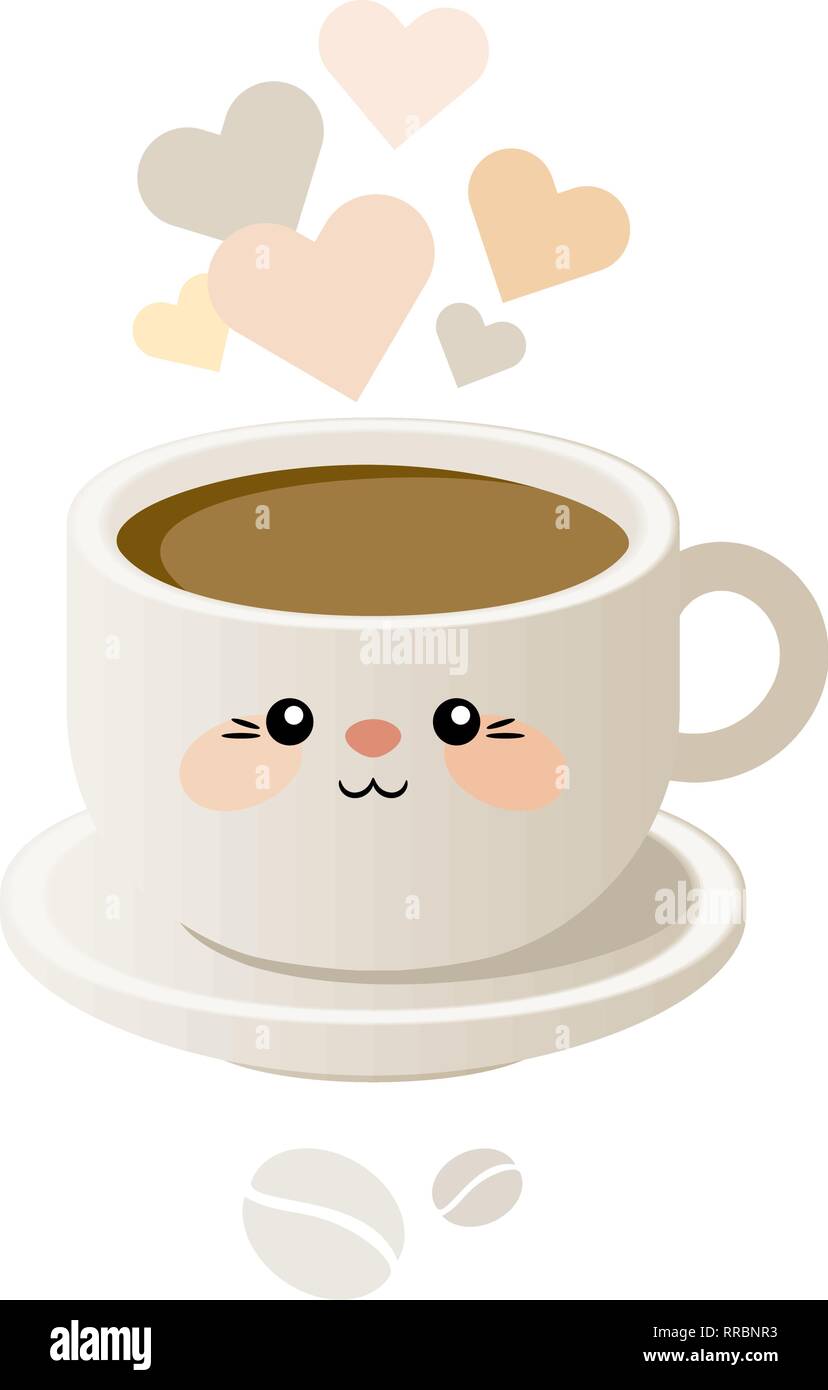 Illustration mignon avec une tasse de café dans le style kavai. Vecteur. Eps 10 Illustration de Vecteur