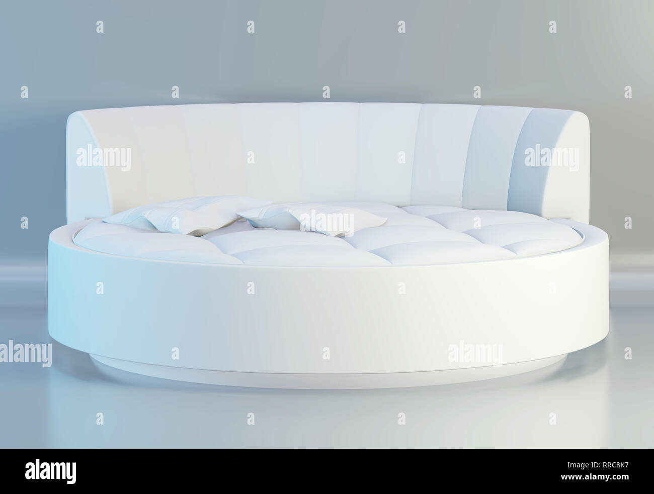 Tour de lit élégant avec des oreillers blancs, vue de face. Le rendu 3D Banque D'Images