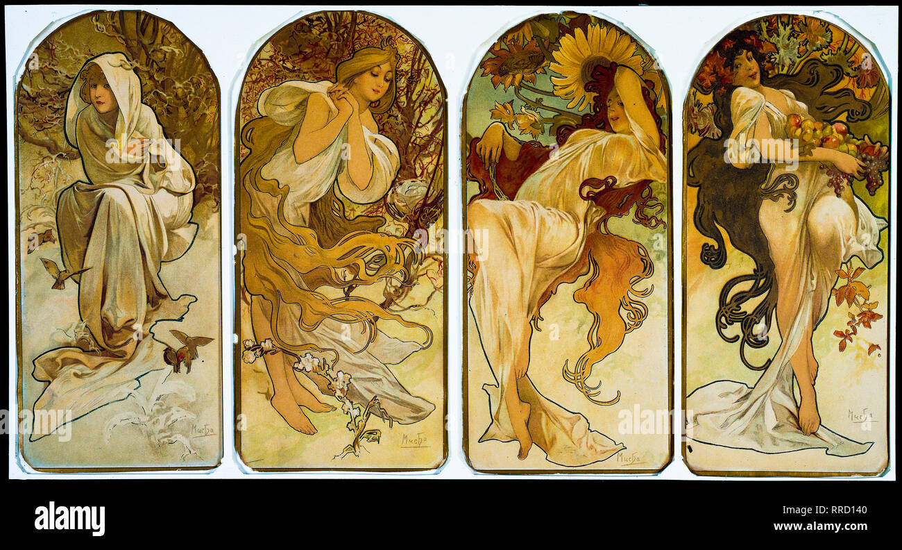 The Seasons, 1897, Alphonse Mucha, 19th Century lithographie couleur sur papier, imprimé Banque D'Images