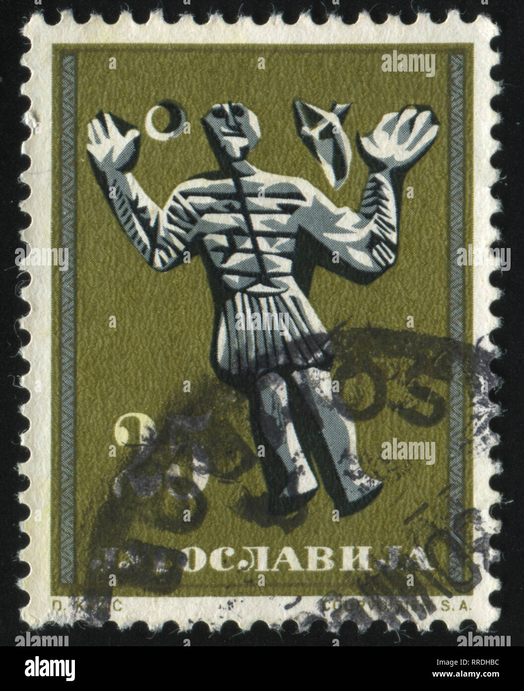 Russie KALININGRAD, 12 novembre 2016 : timbres en Yougoslavie, montre le soulagement de tombstone, circa 1963 Banque D'Images
