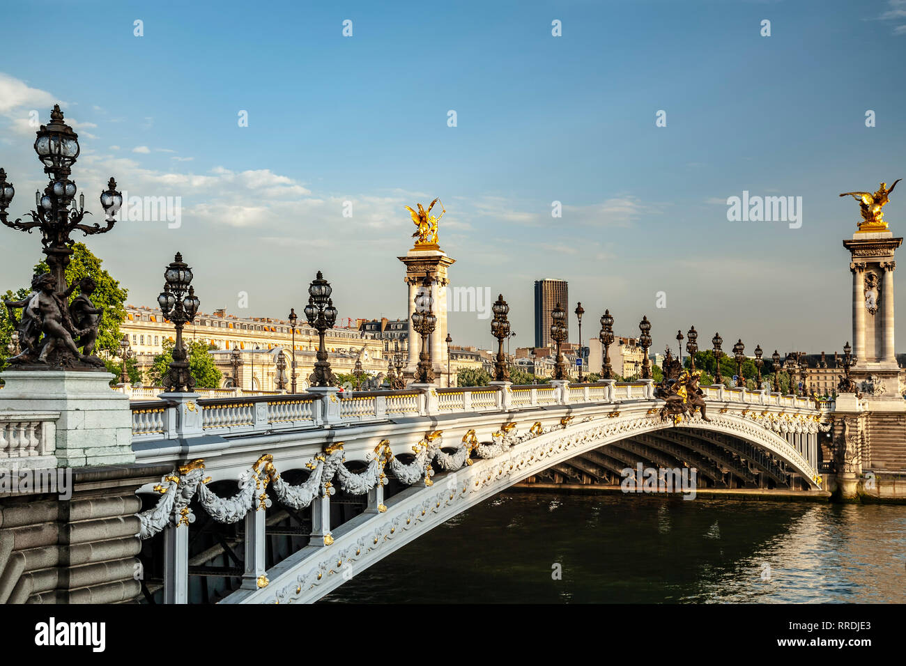 Pont Alexandre III et de la Seine, Paris, France Banque D'Images