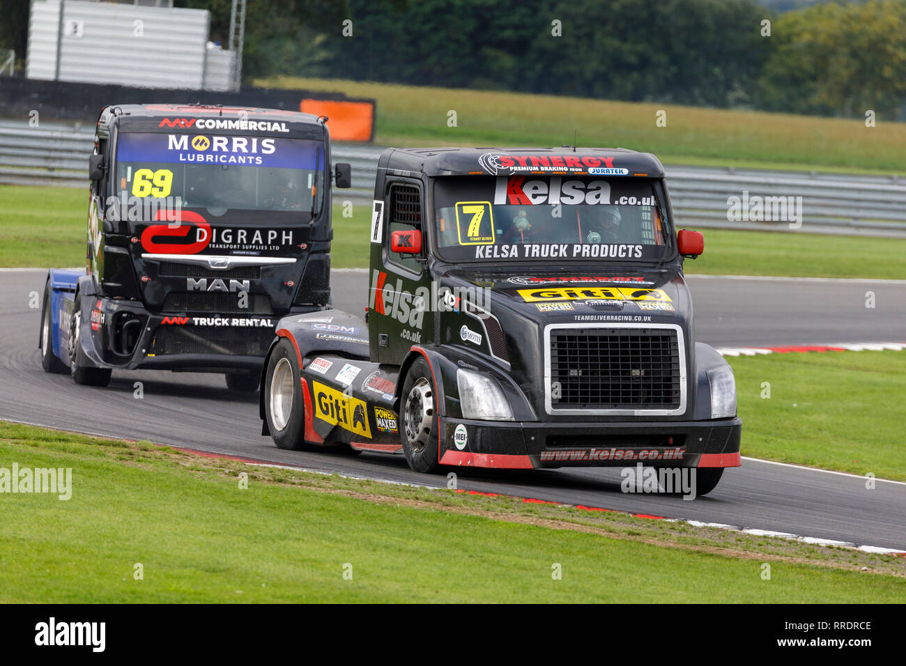 Stuart Oliver à la Volvo VNL, Division 1, course de camion à la réunion 2018 Snetterton, Norfolk, Royaume-Uni. Banque D'Images