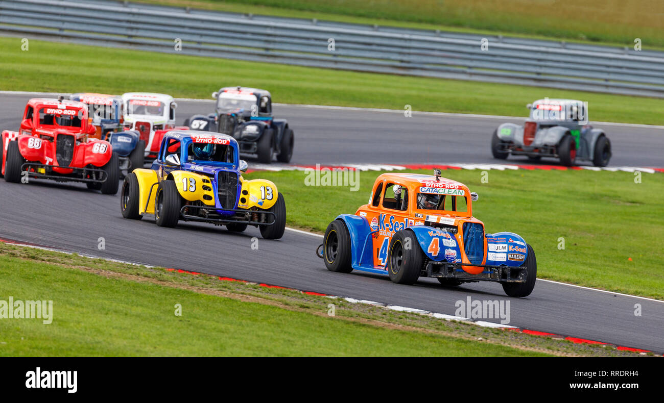 John Mickel dirige le Legends Championship Voitures par Palmers dans sa légende 34 Ford coupé à la réunion 2018 Snetterton, Norfolk, Royaume-Uni. Banque D'Images