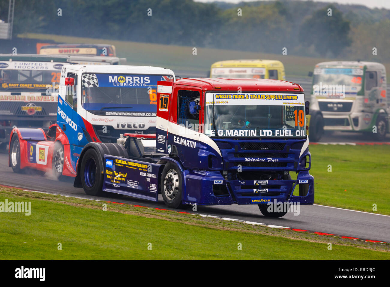 Trevor Martin dans le Scania série P, Division 2, course de camion de championnat à Snetterton en 2018, Norfolk, Royaume-Uni. Banque D'Images