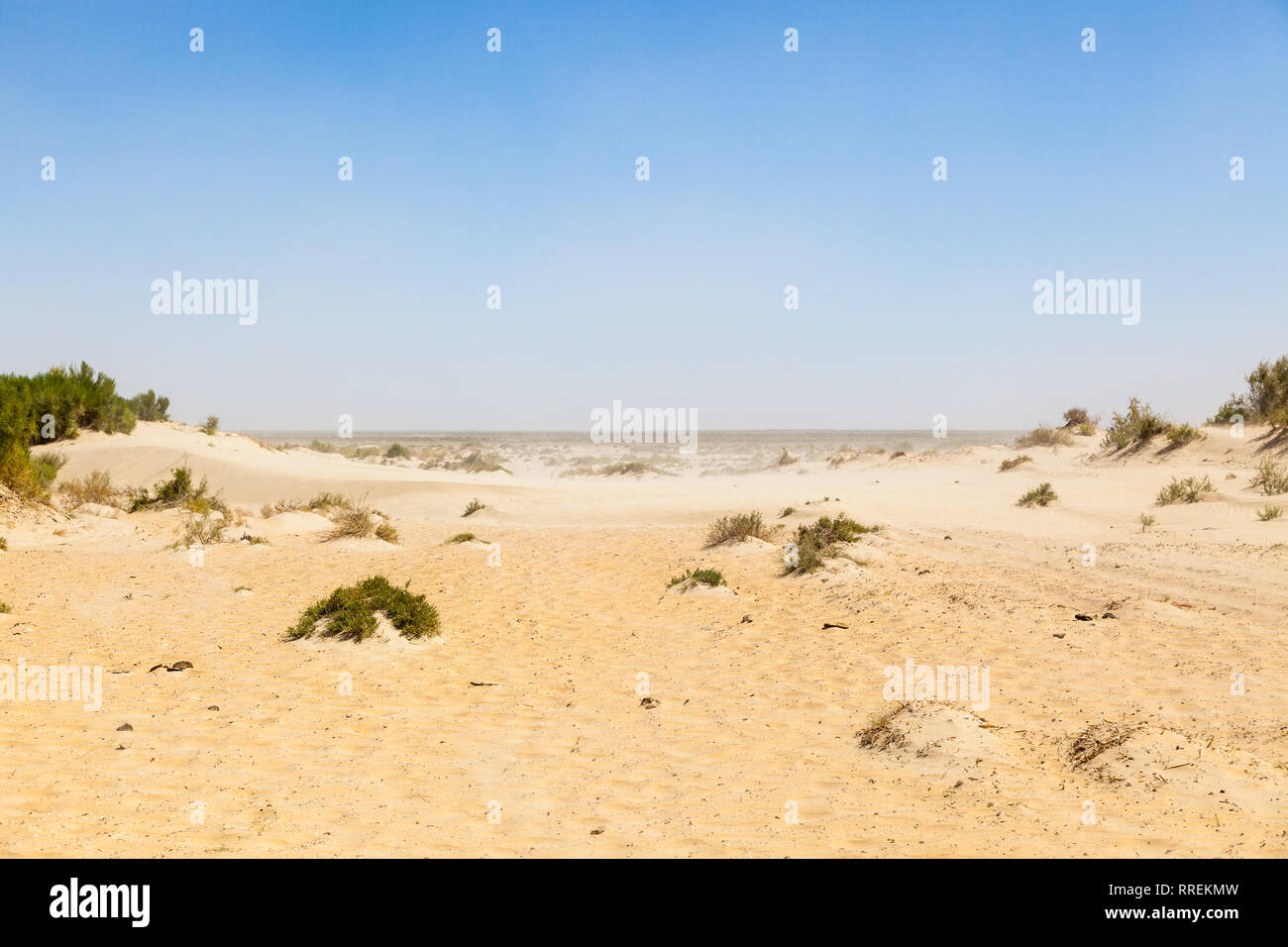 Bateaux rustique sur un navire cimetières sur un désert autour de Moynaq, Moynoq ou Muynak - d'Aral ou le lac d'Aral - l'Ouzbékistan, en Asie centrale Banque D'Images