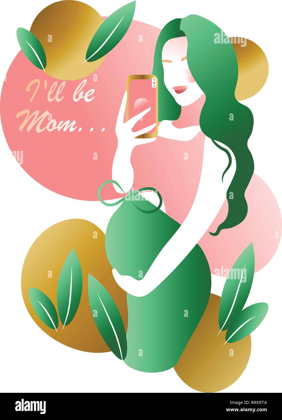 Jolie Femme Enceinte Selfies Faire Vector Illustration De Femme En Attente D Un Bebe Heureuse Maman Attend Bebe La Grossesse Image Vectorielle Stock Alamy