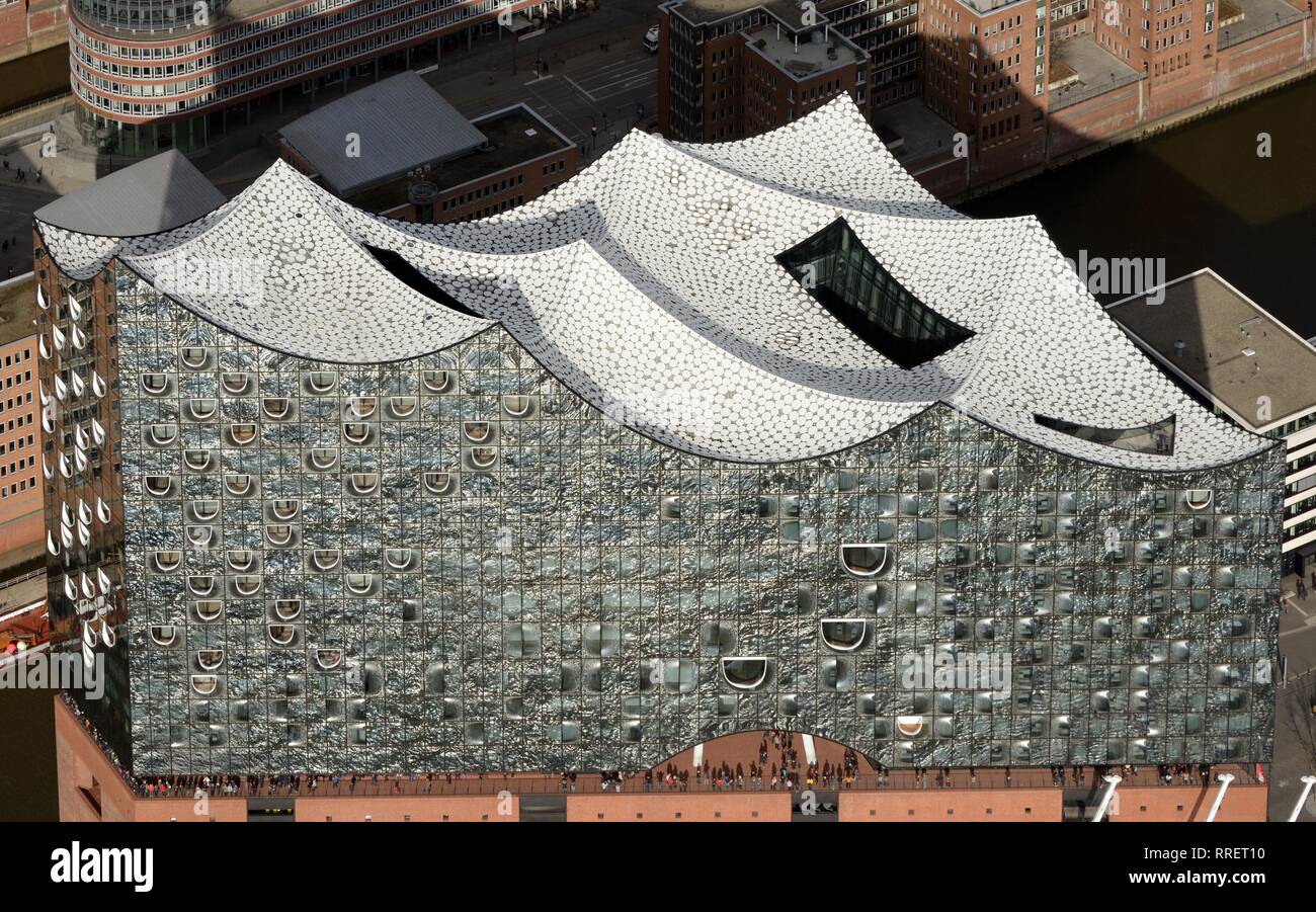 Vue aérienne, Elbe Philharmonic Hall, Hambourg, Allemagne Banque D'Images