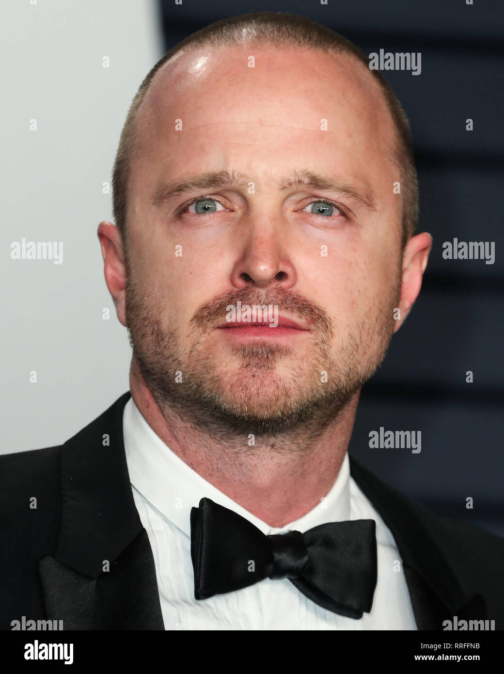 BEVERLY HILLS, LOS ANGELES, CA, USA - 24 février : Aaron Paul arrive à la Vanity Fair Oscar Party 2019 tenue à l'Wallis Annenberg Center for the Performing Arts le 24 février 2019 à Beverly Hills, Los Angeles, Californie, États-Unis. (Photo par Xavier Collin/Image Press Office) Banque D'Images