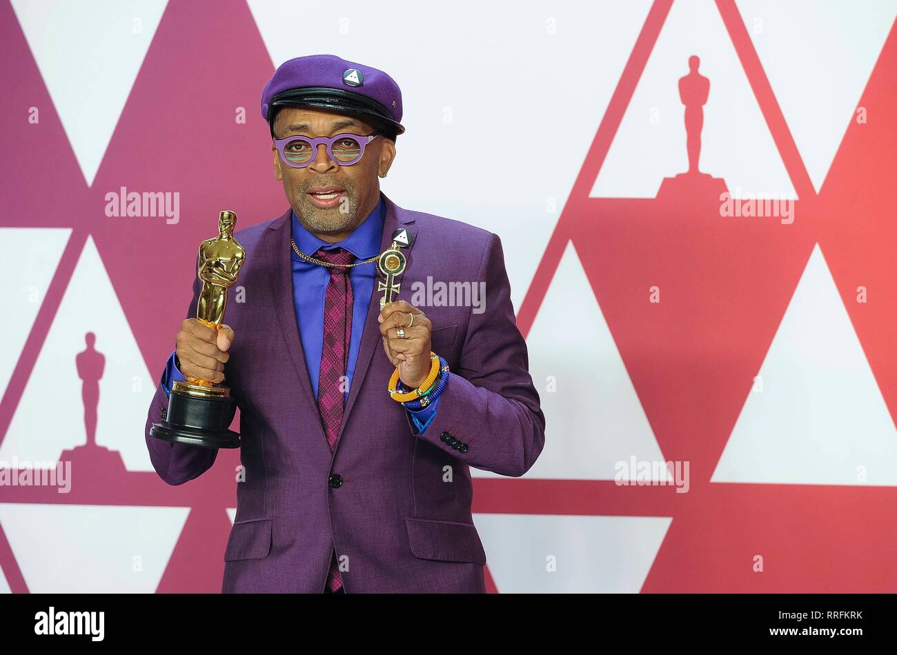 Hollywood, États-Unis d'Amérique. Feb 24, 2019. Spike Lee pose dans la salle de presse de la 91e annuelle des Academy Awards, oscars, au Dolby Theatre de Los Angeles, USA, le 24 février 2019. Utilisation dans le monde entier | Credit : dpa/Alamy Live News Banque D'Images