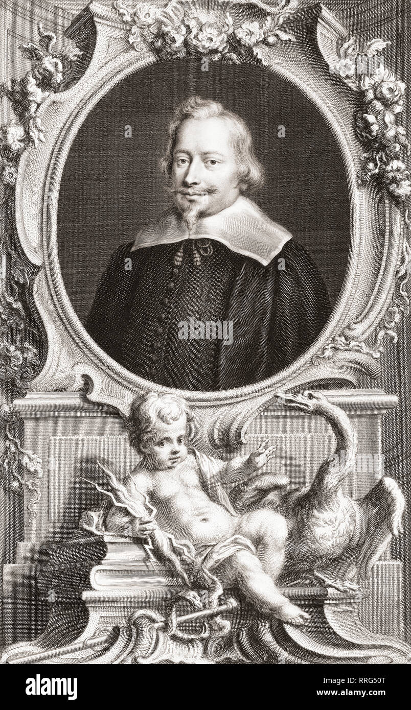 John Pym, 1584 - 1643. Parlementaire anglais, leader du Long Parlement et critique des rois Jacques I et Charles i de l'édition 1813 des chefs d'illustres personnes de Grande-Bretagne, gravé par M. Houbraken et Monsieur la vertu de leur vie et de caractères. Banque D'Images