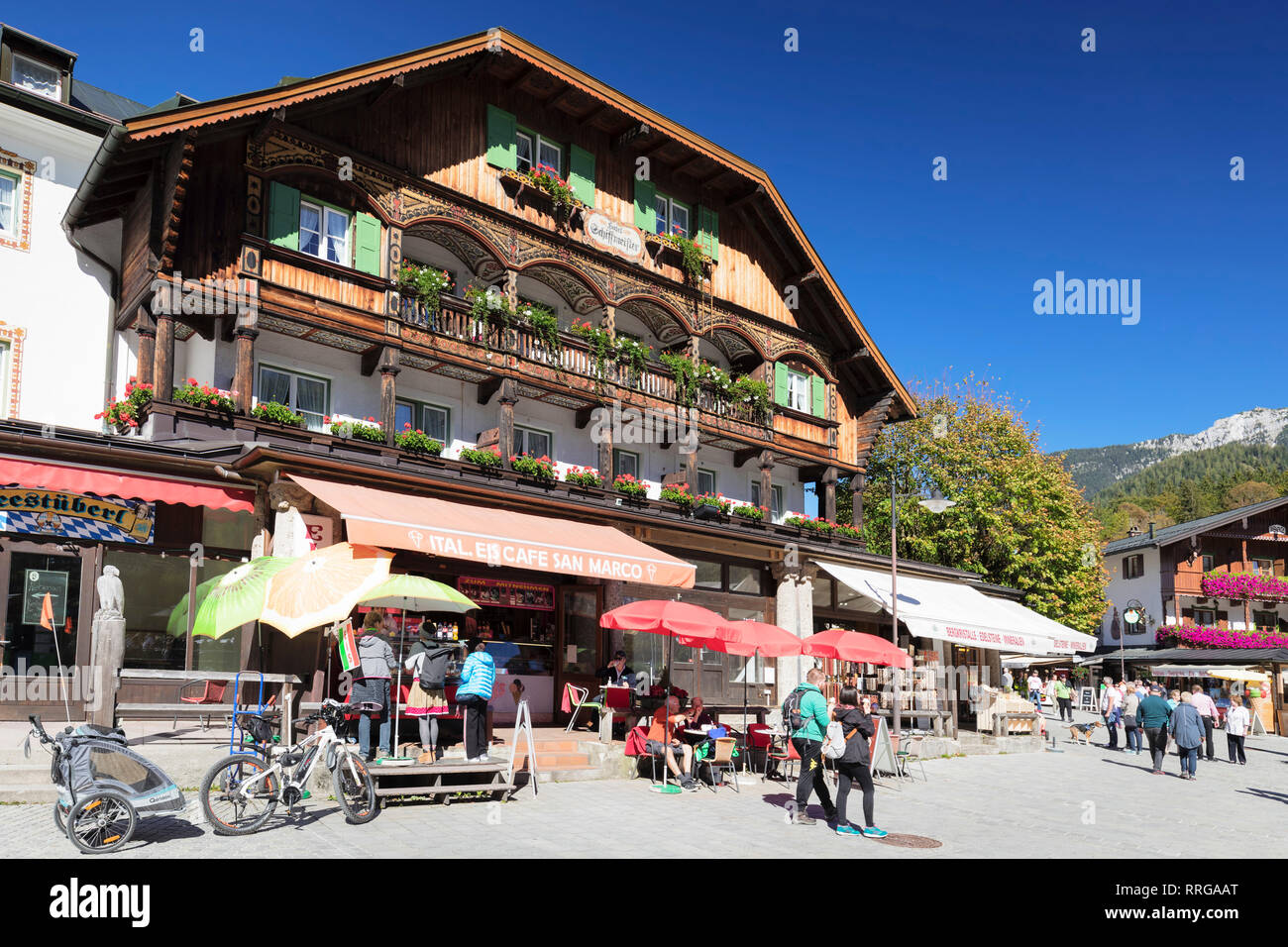 Hôtel Schiffmeister, Schoenau au lac Königssee, Berchtesgadener Land, le parc national de Berchtesgaden, Upper Bavaria, Bavaria, Germany, Europe Banque D'Images