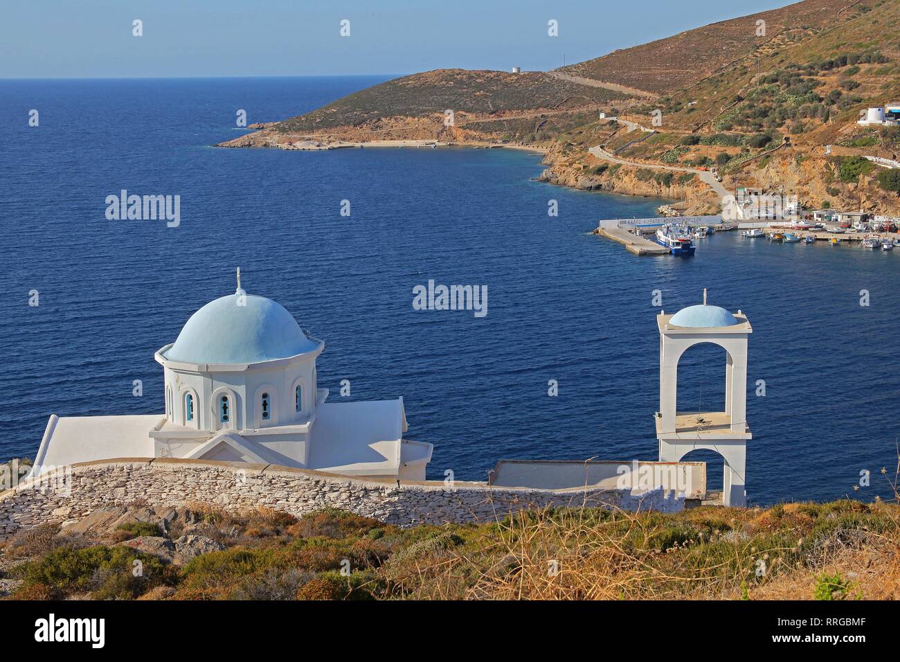 L'Église d'Agia Marina, Île, Îles de la mer Égée, les îles grecques, Grèce, Europe Banque D'Images