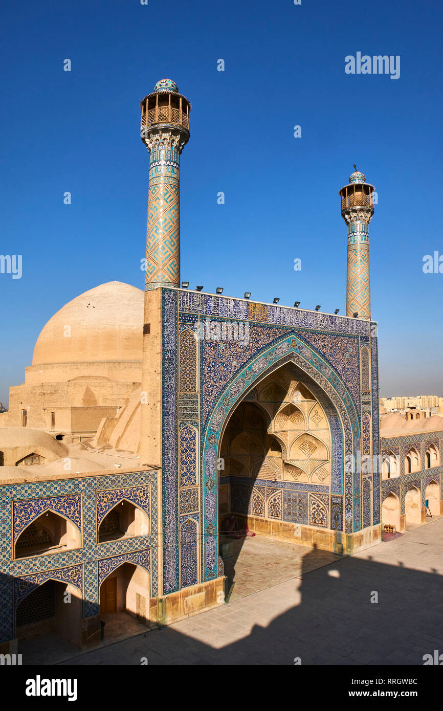 Mosquée de vendredi, l'UNESCO World Heritage Site, Isfahan, Iran, Moyen-Orient Banque D'Images