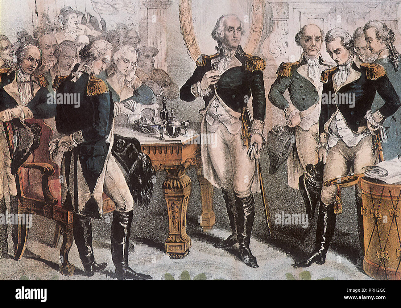 Washington en prenant congé les officiers de son armée. Banque D'Images