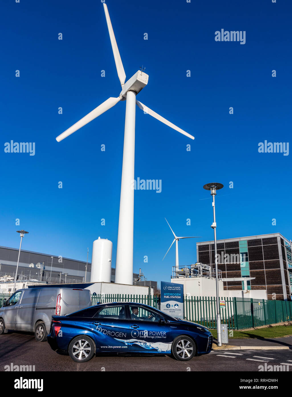 L'extérieur de la voiture à hydrogène ITM Power : Wind Station d'hydrogène à Sheffield UK Banque D'Images