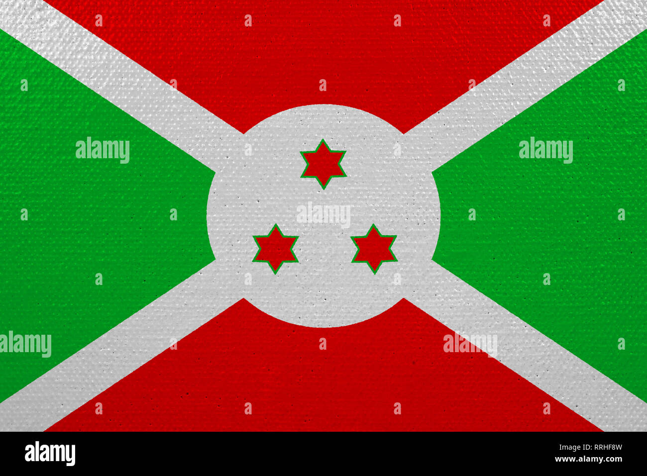 Burundi drapeau sur toile. Contexte patriotique. Drapeau national du Burundi Banque D'Images
