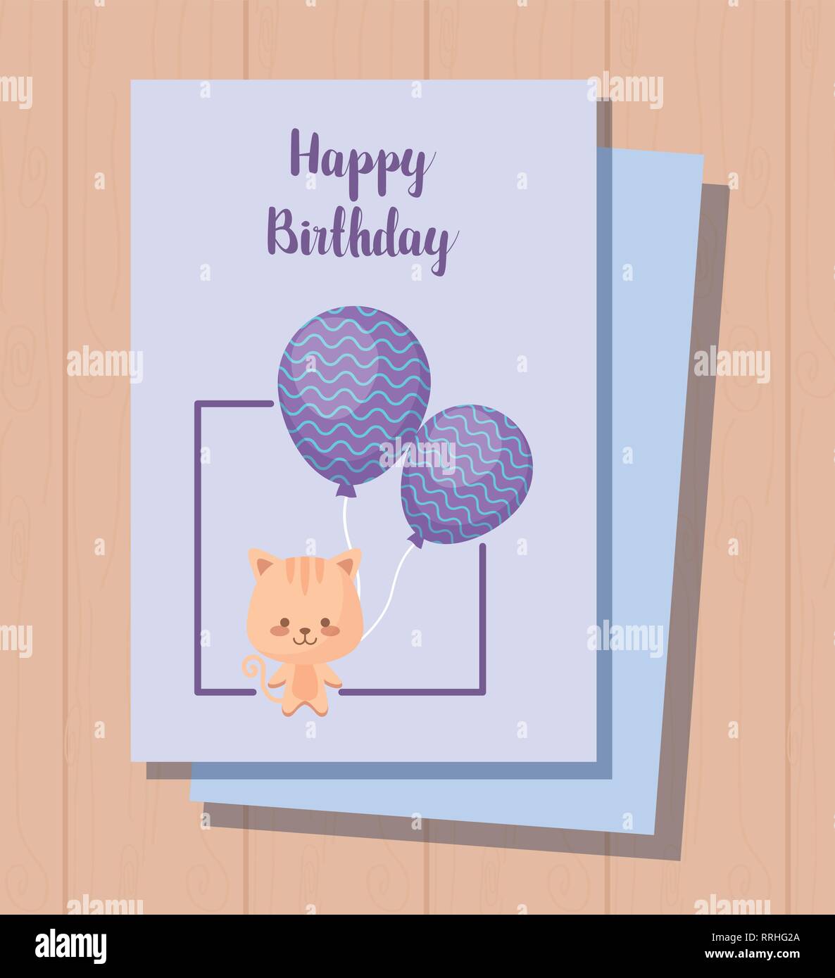 Joyeux Anniversaire Carte Avec Chat Mignon Vecteur Illustration Design Image Vectorielle Stock Alamy