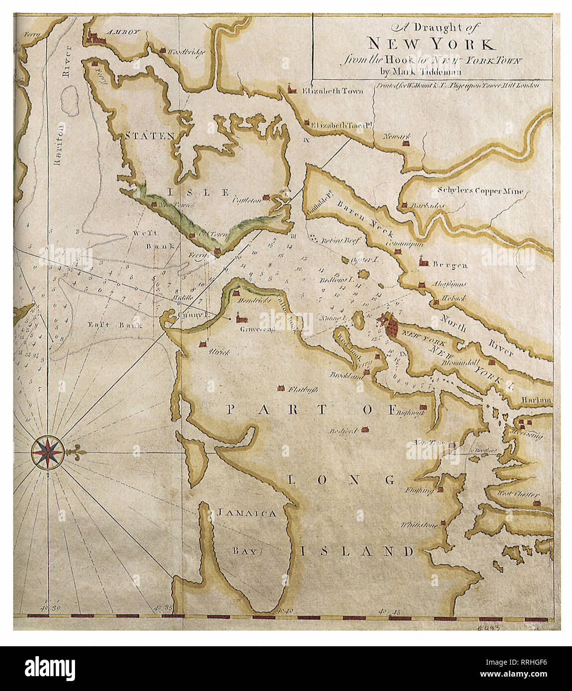Plan de New York City 1750. Banque D'Images