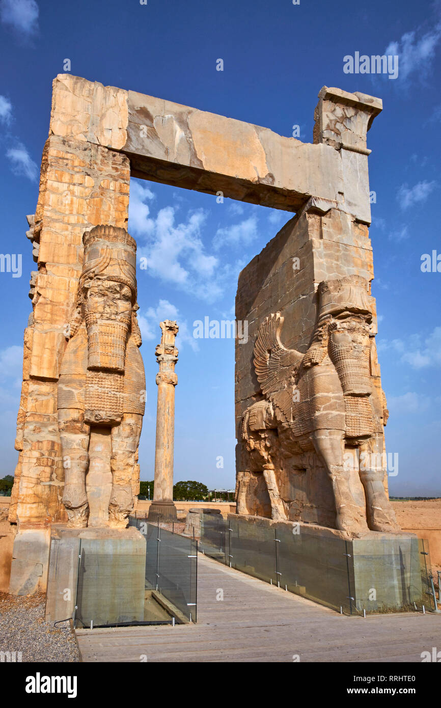 Site archéologique achéménide, Propylon, Porte de toutes les nations, Persépolis, Site du patrimoine mondial de l'UNESCO, la province du Fars, Iran, Moyen-Orient Banque D'Images