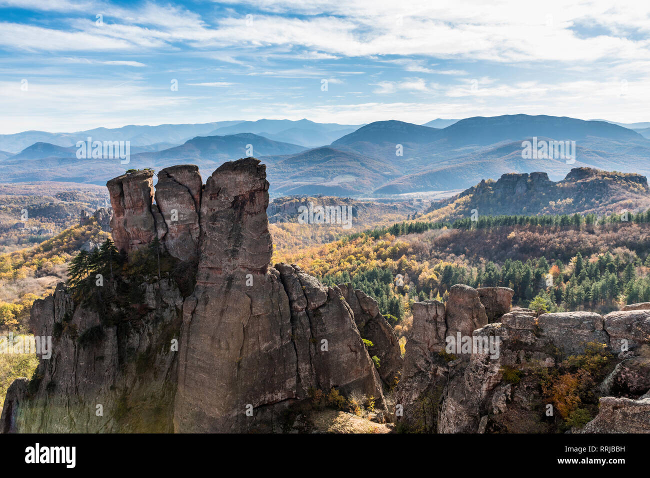 Rock Fortress Kaleto, vue sur les formations rocheuses, Belogradchik, Bulgarie, Europe Banque D'Images