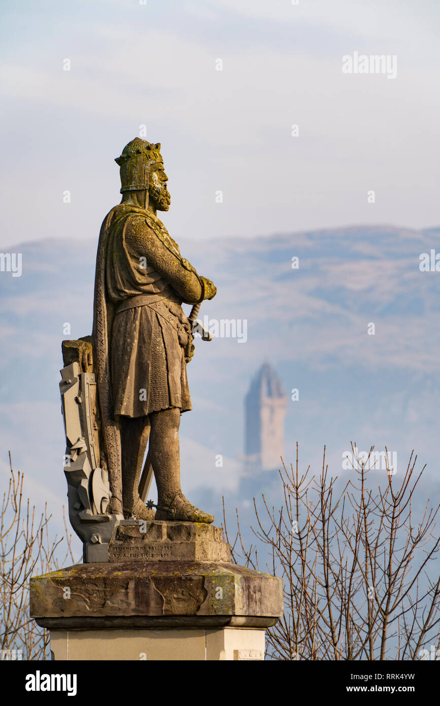 Statue du roi Robert the Bruce au château de Stirling, Stirling, Scotland, UK Banque D'Images