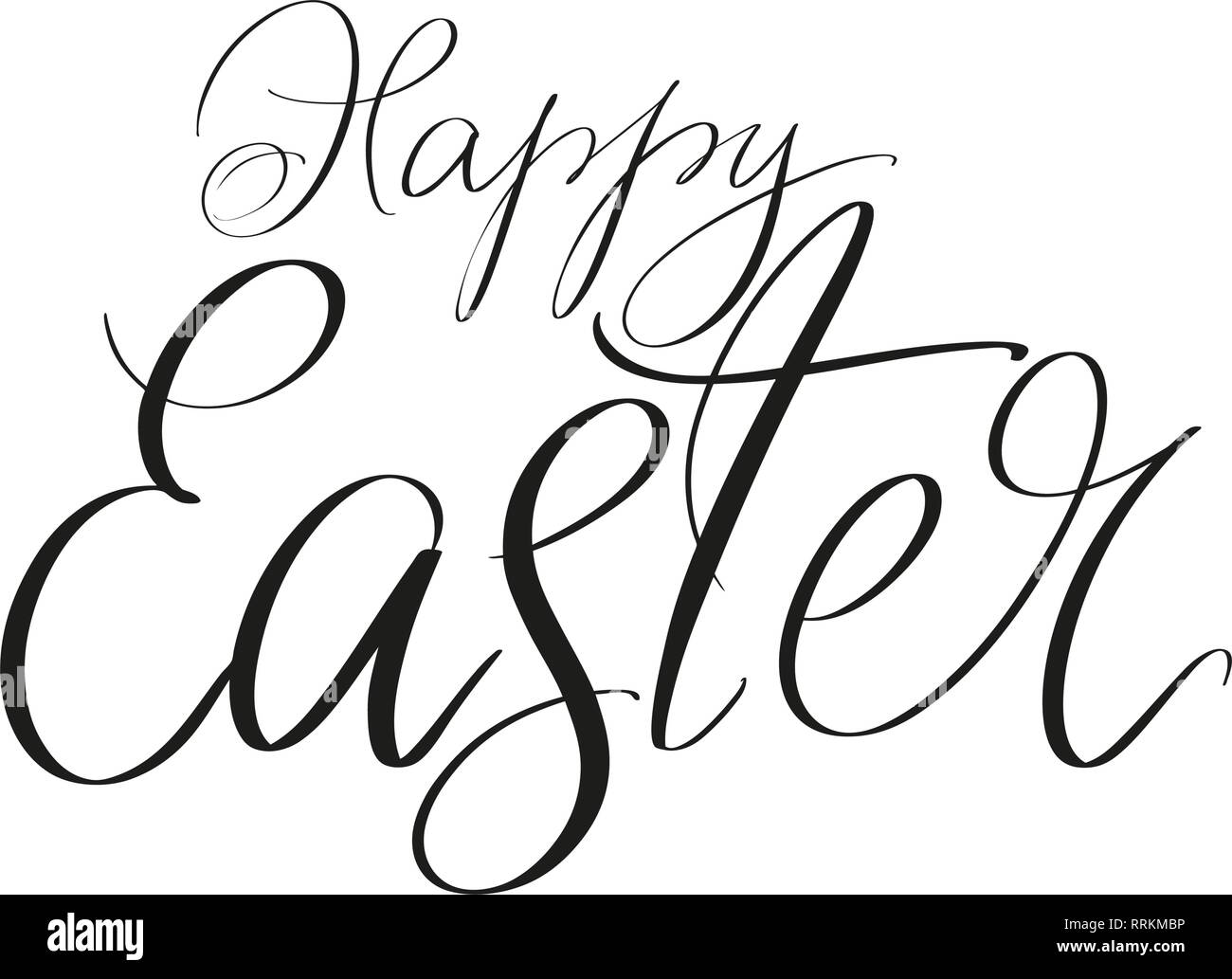 Joyeuses Pâques maison de vacances texte calligraphié religieux symbole du christianisme hand drawn vector illustration croquis Illustration de Vecteur