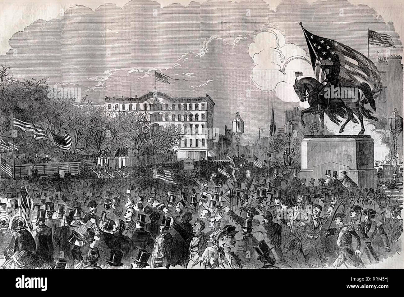 "La grande réunion de l'Union Square, New York, d'appuyer le gouvernement, le 20 avril 1861" d'abord publié dans Harpers' Weekly 4 Mai, 1861. Banque D'Images