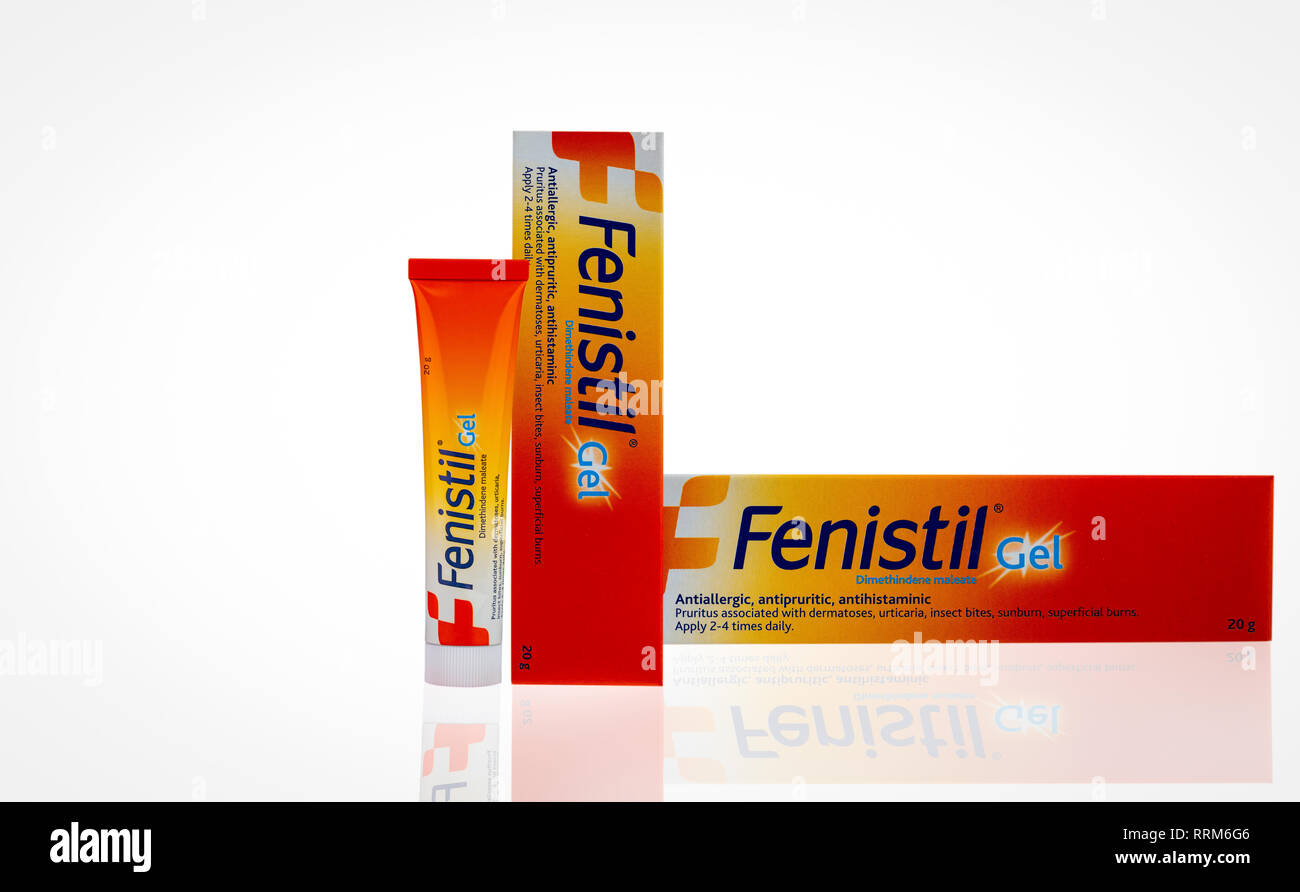 CHONBURI, THAÏLANDE-Octobre 27, 2018 : Fenistil gel. Dimethindene (maléate  de gel pour des antiallergiques, antiprurigineux, antihistaminiques. Pour  le traitement de l'urticaire Photo Stock - Alamy