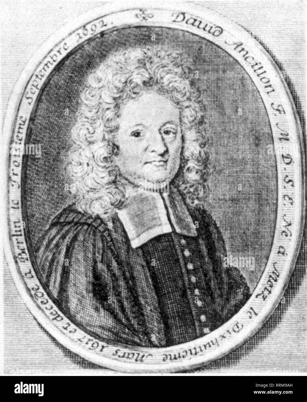 Ancillon, David, l'Aîné, 17./ 18.3.1617 - 3.9.1692, prêtre français, prédicateur de la communauté française de Berlin, portrait, après gravure sur cuivre, 17e siècle, Additional-Rights Clearance-Info-Not-Available- Banque D'Images