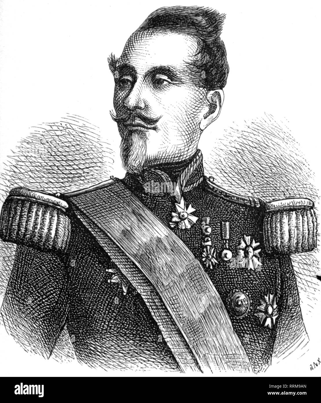 Saint-Arnaud, Armand de, 20.8.1796 - 29.7.1854, général français, ministre de la guerre 26.10.1851 - 11.3.1854, commandant en chef des forces alliées sur la Crimée 1854, portrait, gravure sur bois, 19e siècle, Additional-Rights Clearance-Info-Not-Available- Banque D'Images