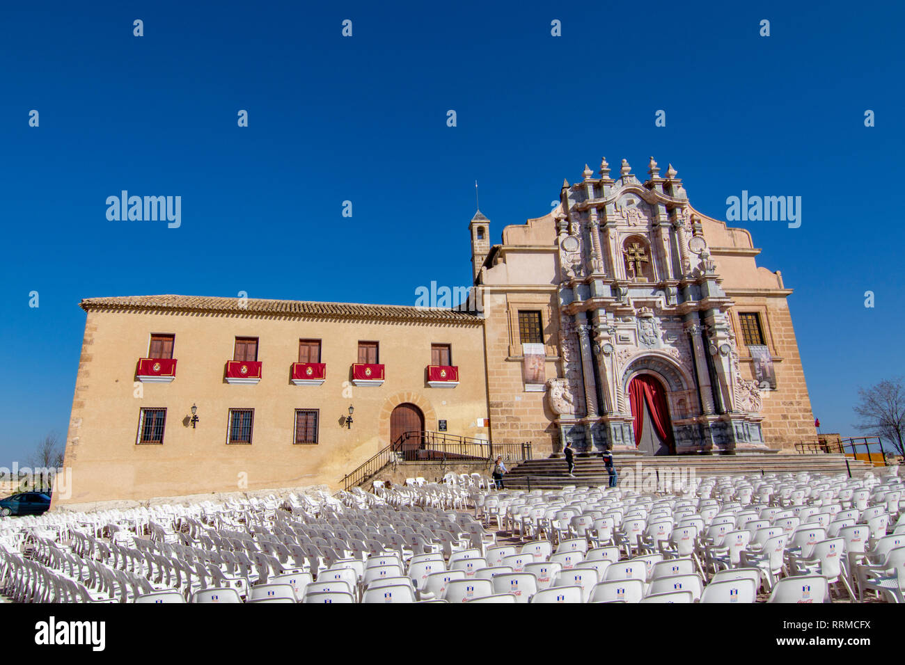 Caravaca de la Cruz, Murcia, Espagne ; Février 2017 : vue de la façade principale de la Basilique de la SantÃ-sima Vera Cruz, dans la province de Murcie. Banque D'Images