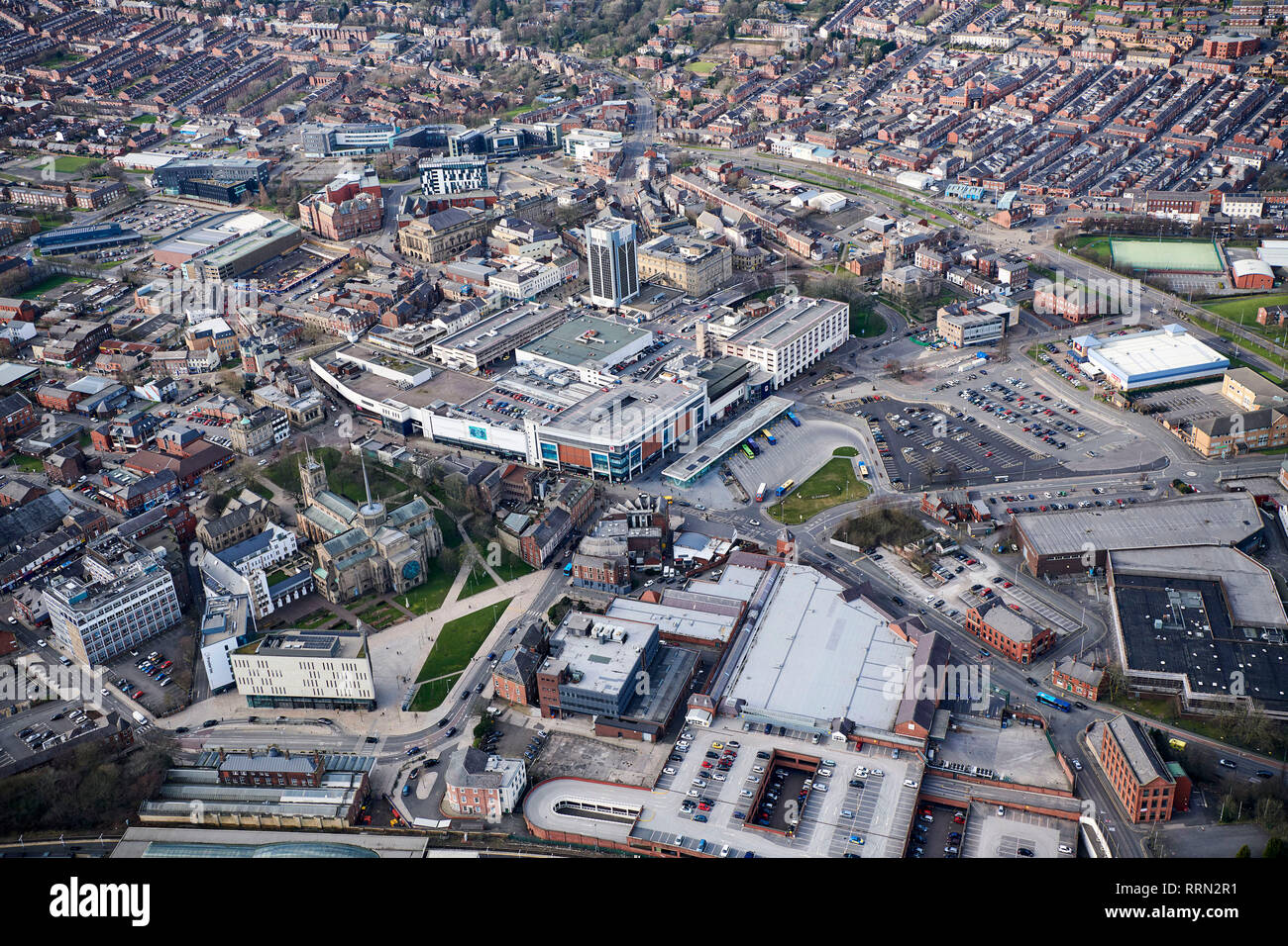 Le centre-ville de Blackburn forment l'air, North West England, UK Photo  Stock - Alamy