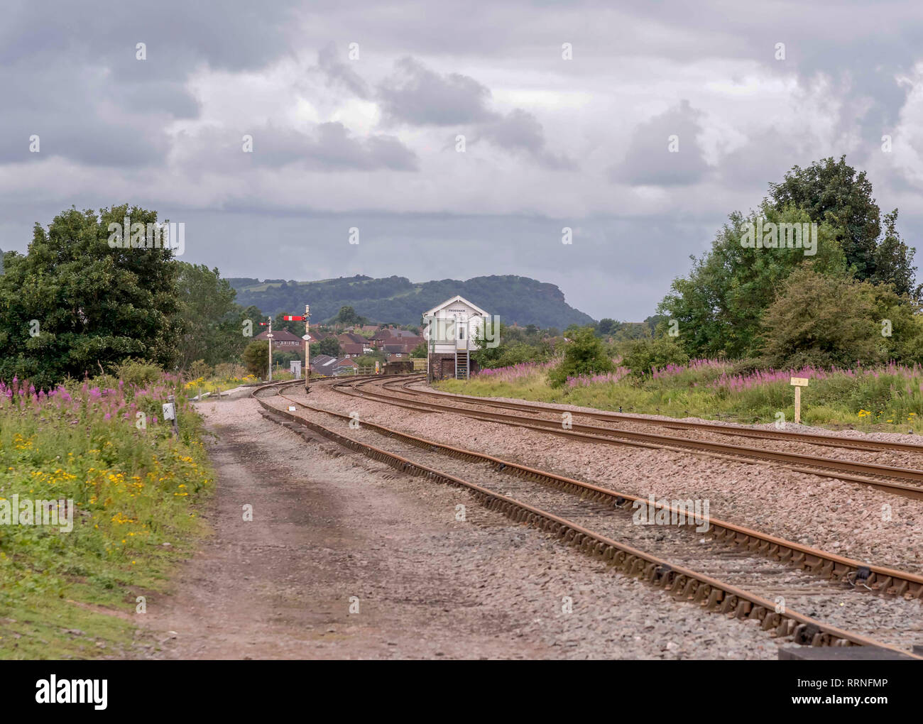 Un jour courbe Halton Merseytravel. Merseytravel. La boucle d'événements ferroviaires Runcorn. Signal fort à Frodsham Banque D'Images