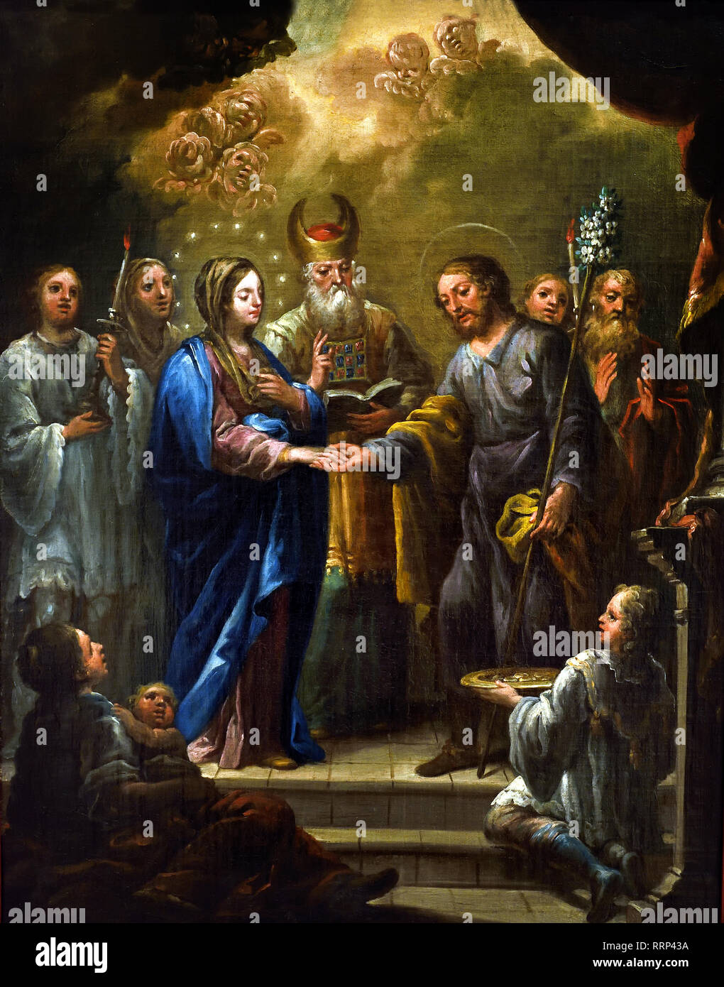 Les fiançailles de la Vierge et de Saint Joseph par Jerónimo Ezquerra 1660-1733, l'Espagne, l'espagnol. Banque D'Images Les fiançailles de la Vierge et de Saint Joseph par Jerónimo Ezquerra 1660-1733, l'Espagne, l'espagnol. Banque D'Images