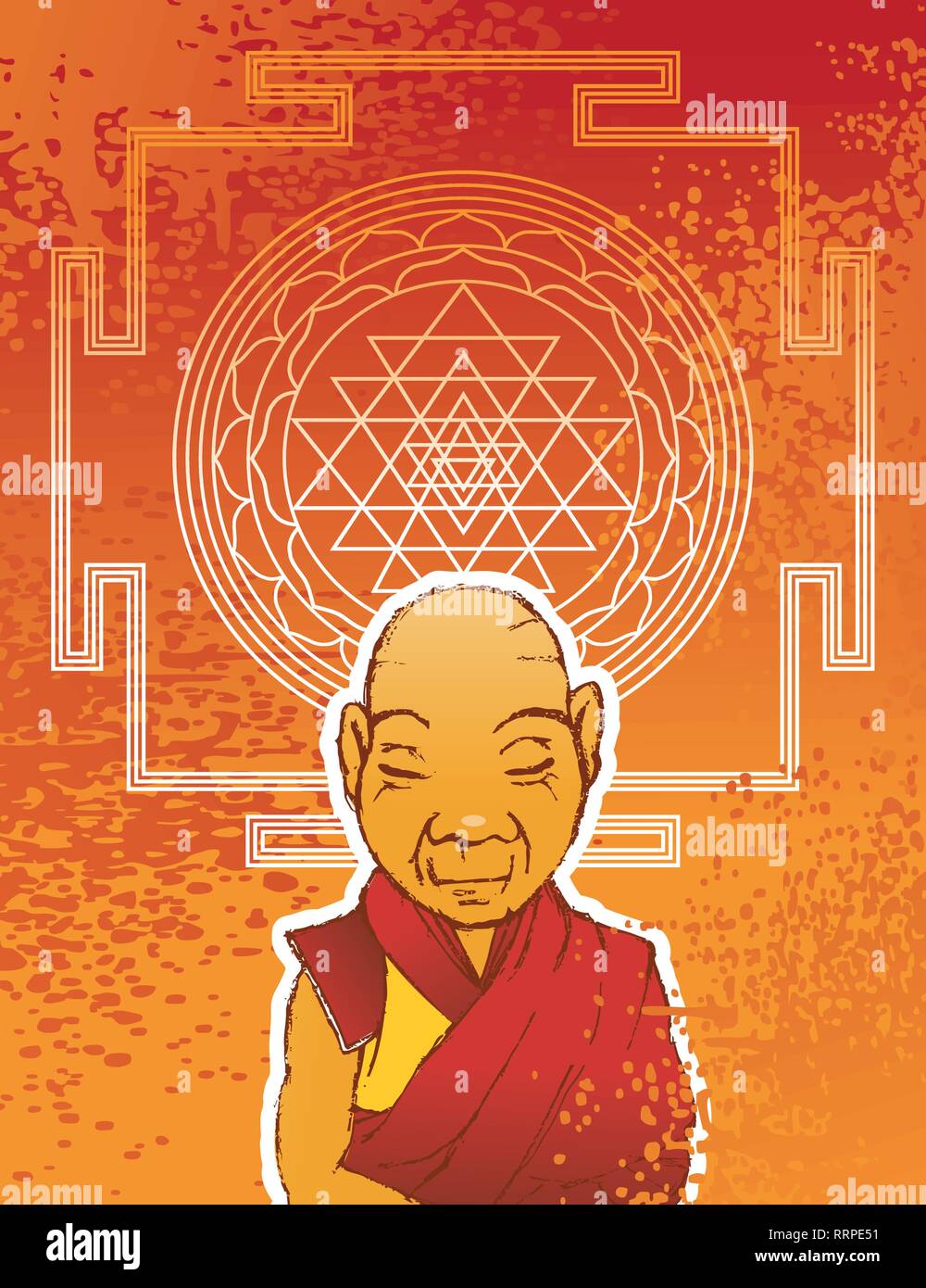 Moine bouddhiste Illustration de Vecteur
