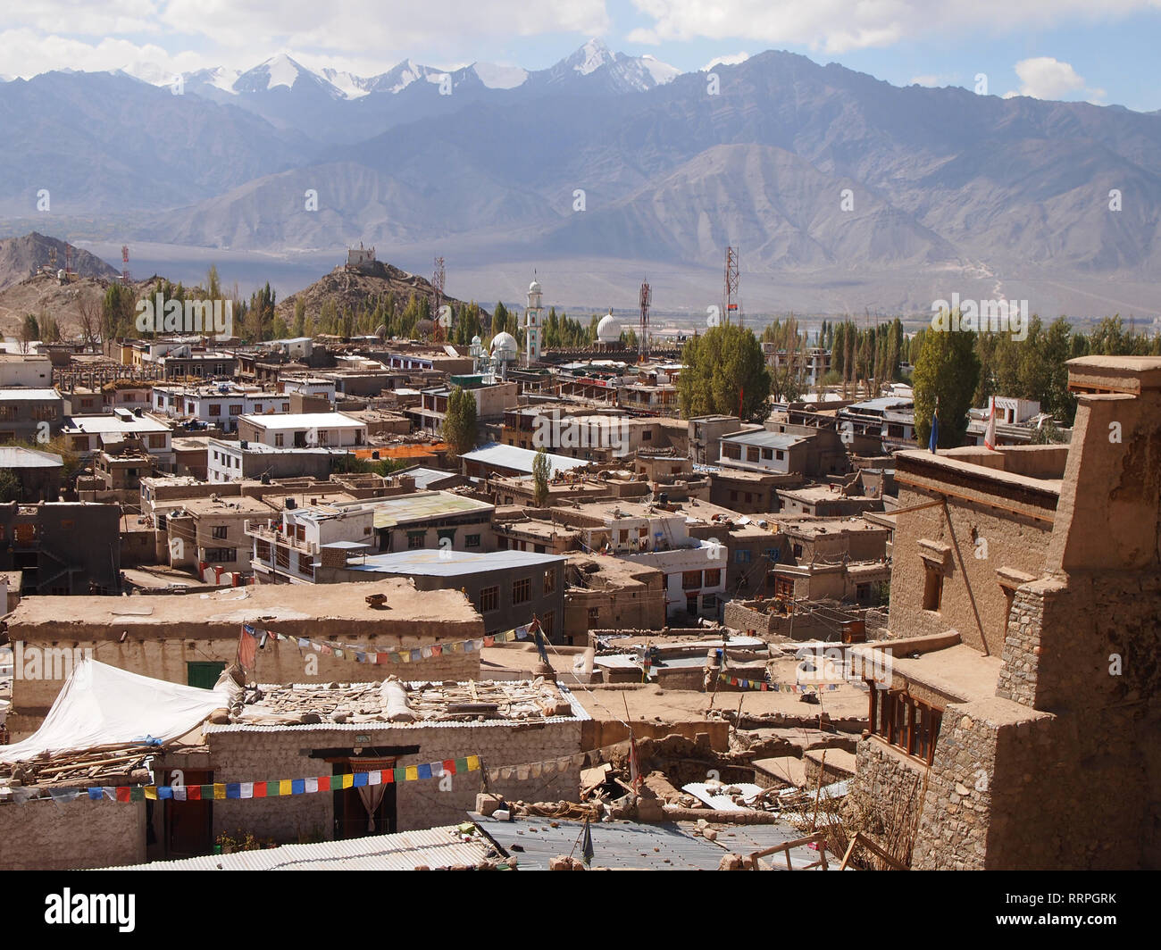 Vue panoramique sur la ville de Leh (Ladakh) du Palais Royal Banque D'Images