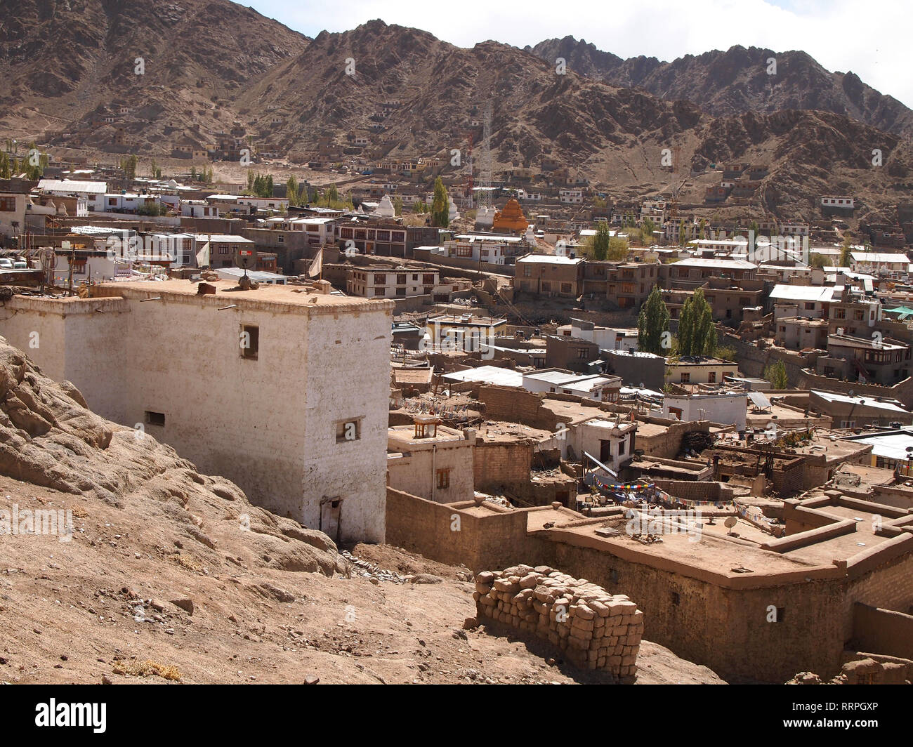 Vue panoramique sur la ville de Leh (Ladakh) du Palais Royal Banque D'Images