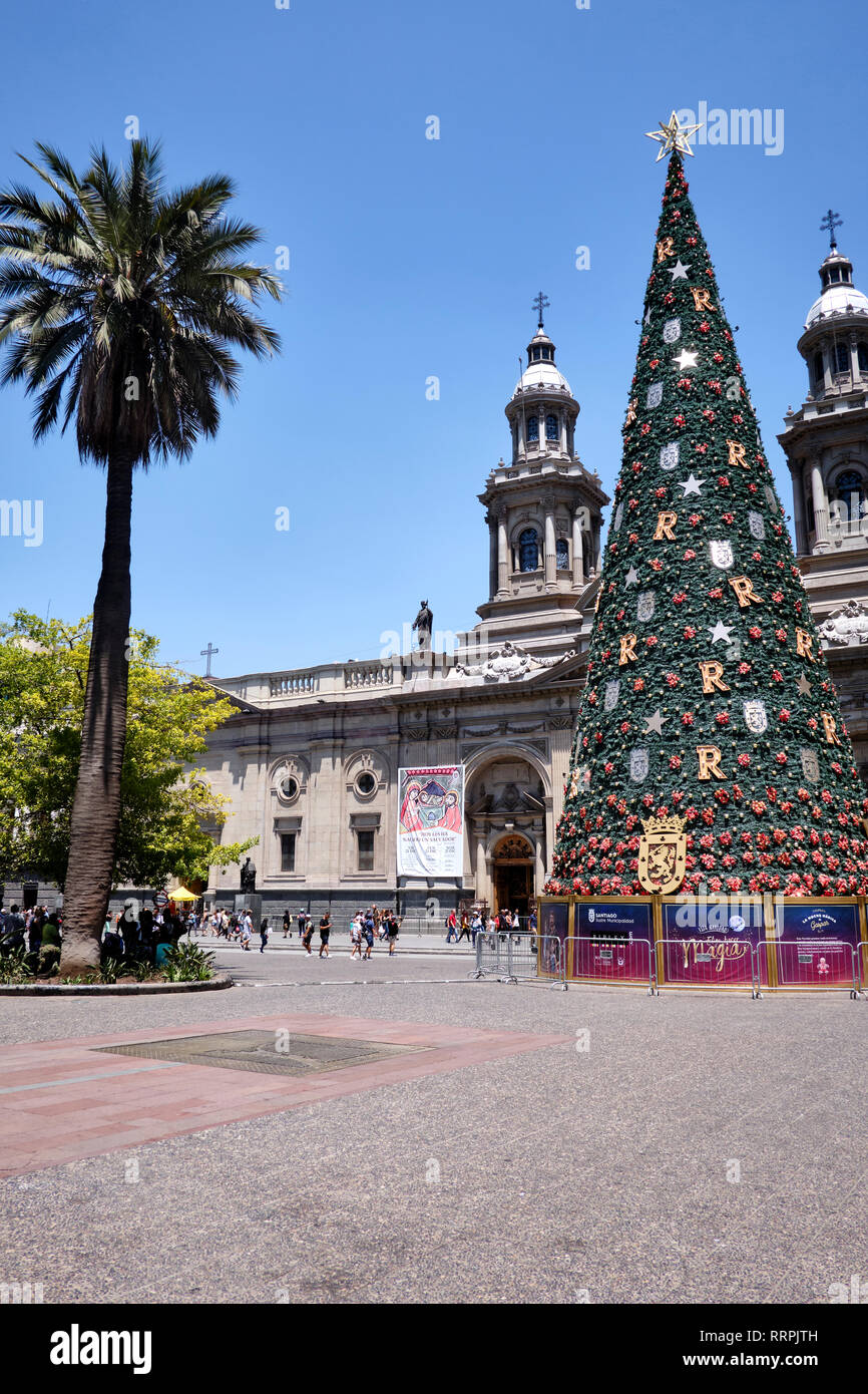 Plaza de Armas à Santiago du Chili pendant la période de Noël. Banque D'Images