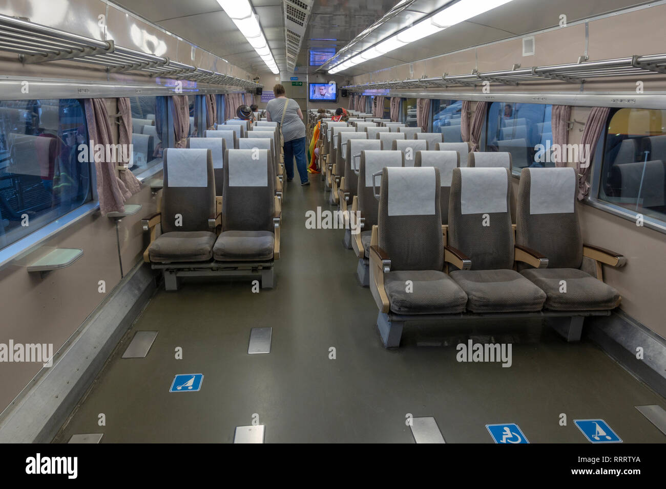 La première génération de Shinkansen, le train à grande vitesse japonais sur l'affichage dans le National Railway Museum, York, Royaume-Uni. Banque D'Images