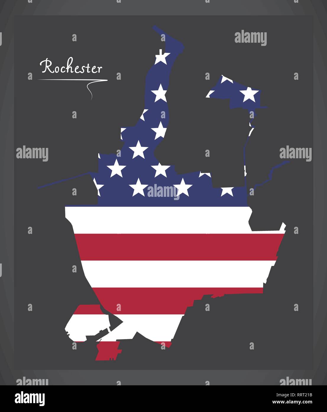 Rochester New York City map avec illustration du drapeau national américain Illustration de Vecteur