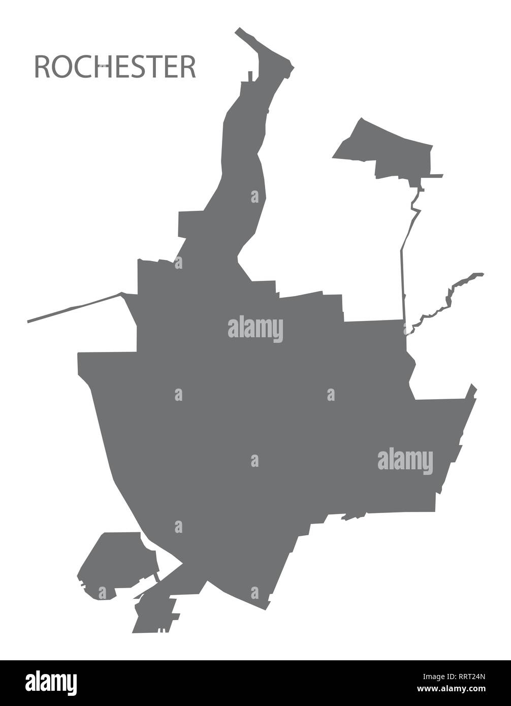 Rochester New York City map gris illustration silhouette Illustration de Vecteur