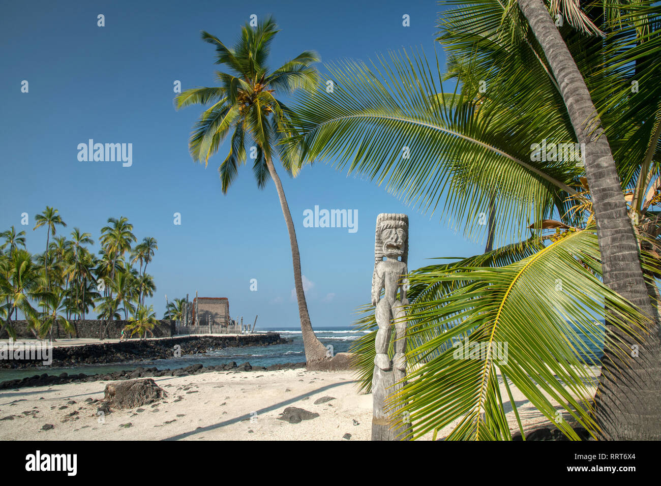 Pacifique Sud, Island, USA, Hawaii, Big Island, l'hawaiien,Pu'uhonua o Honaunau National Historical Park, la Ville de Refuge Banque D'Images