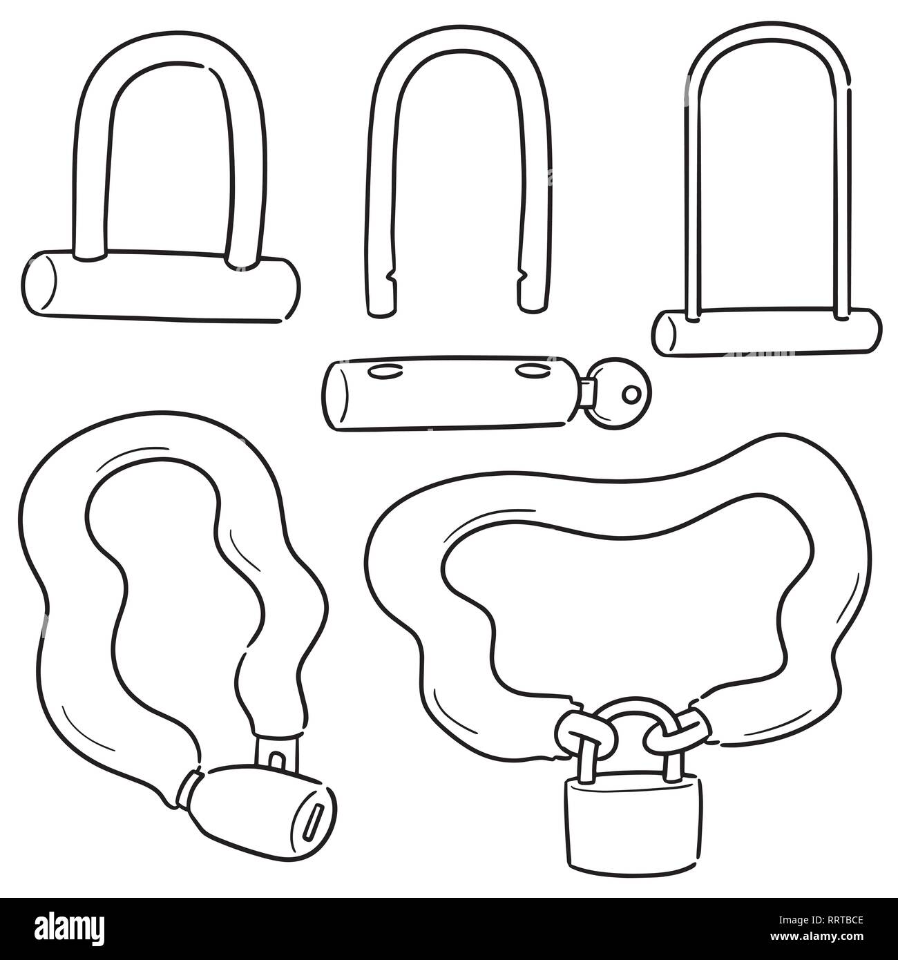 Vector set de vélo de verrouillage Illustration de Vecteur